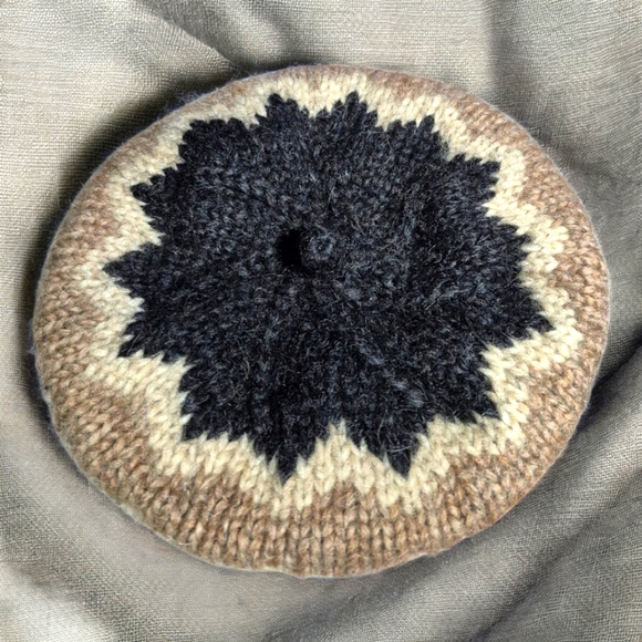 NWOT Handmade Wool Beret Hat, Winter Warm Hat in brown, beige, and grey color - Picture 7 of 10